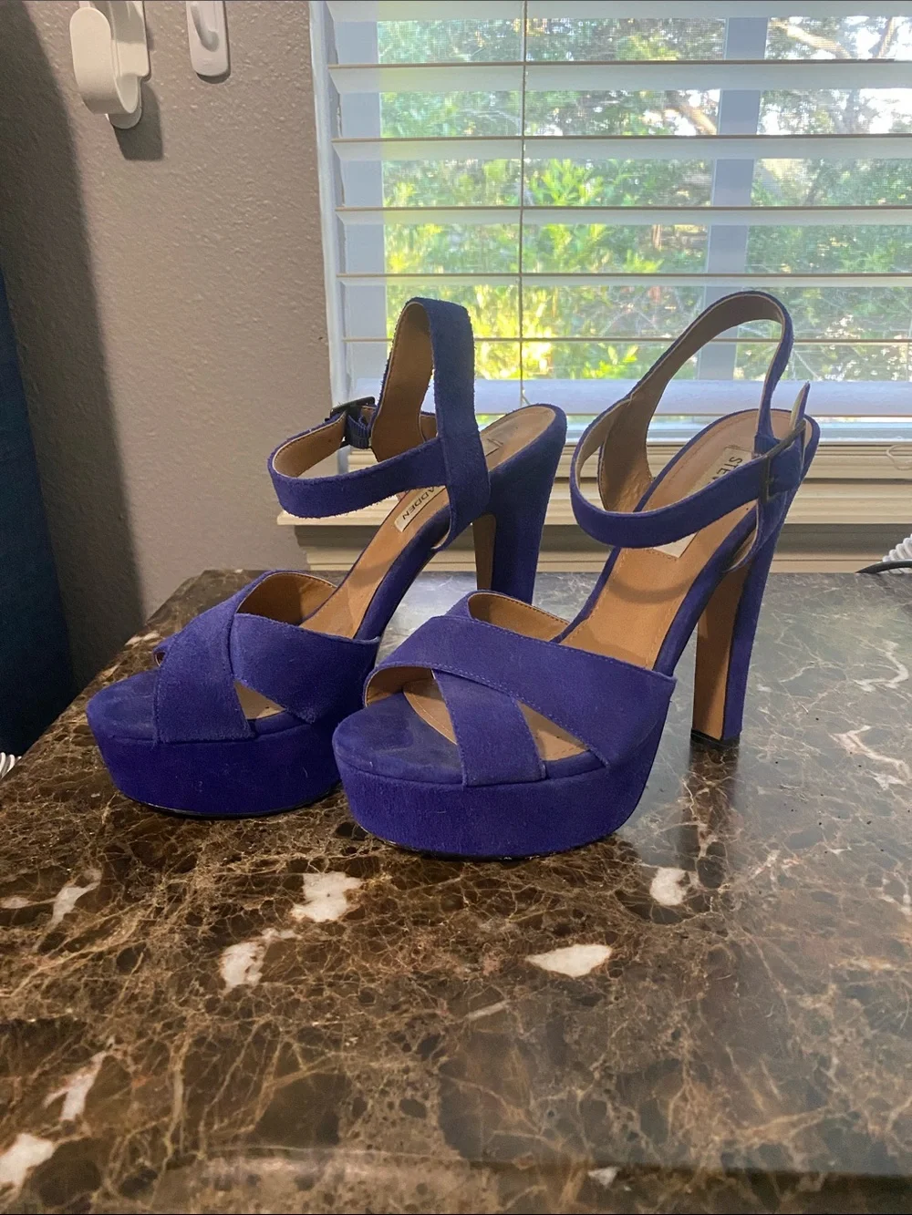 Steve Madden Blue Suede Platform Heels